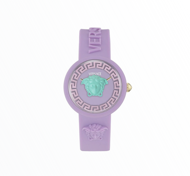 Relógio Versace Pop Chic Lilás com Medusa Verde Menta
