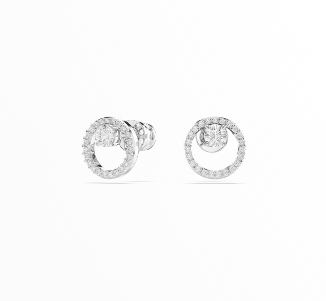 Brincos Swarovski Sparkling Circle Prateados com Cristais