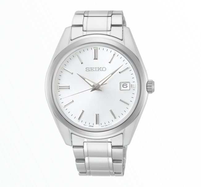 Relógio Seiko Clássico Branco com Bracelete de Aço Inoxidável