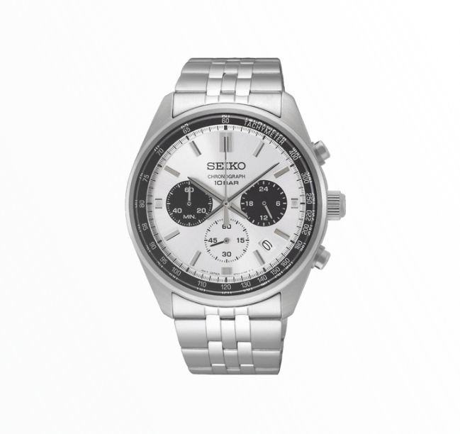 Relógio Seiko Cronógrafo Branco com Subdiais Pretos