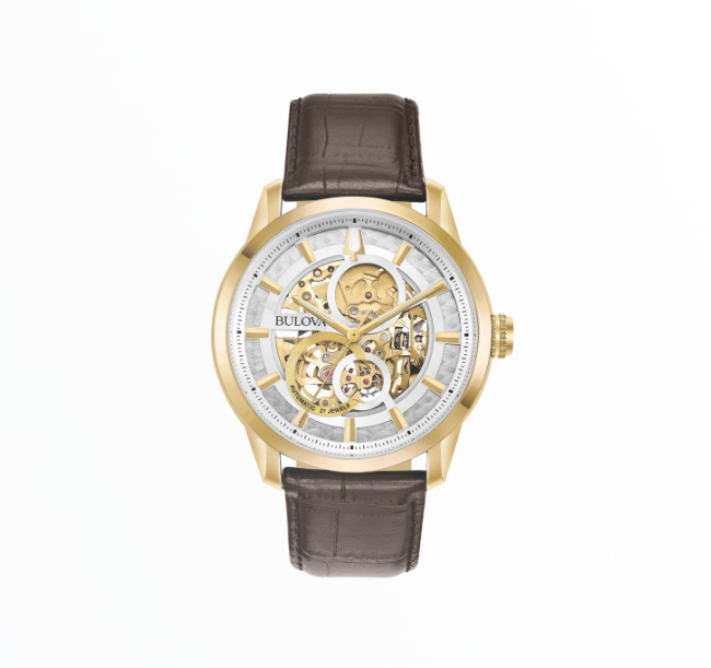 Relógio Bulova Homem Automático Skeleton Dourado