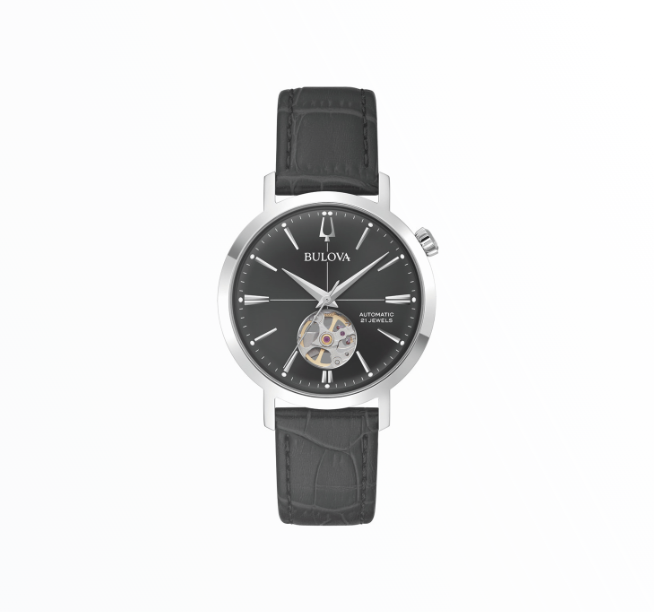 Relógio Bulova Homem Automático Open Heart Preto