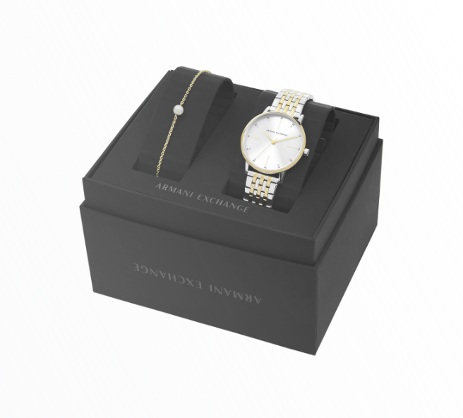 Relógio Armani Exchange Mulher Gift Set Bicolor com Pulseira