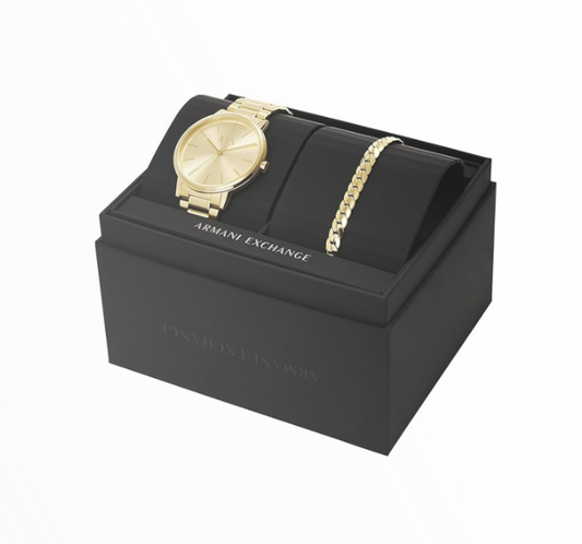 Relógio Armani Exchange Mulher Gift Set Dourado com Pulseira