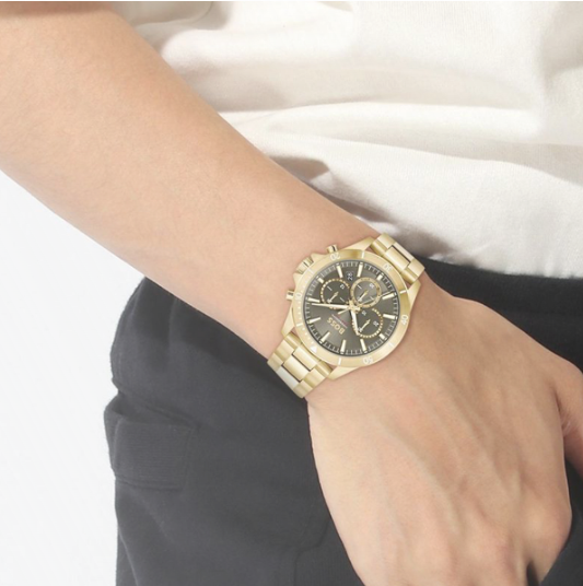 Relógio Hugo Boss Homem Cronógrafo Dourado