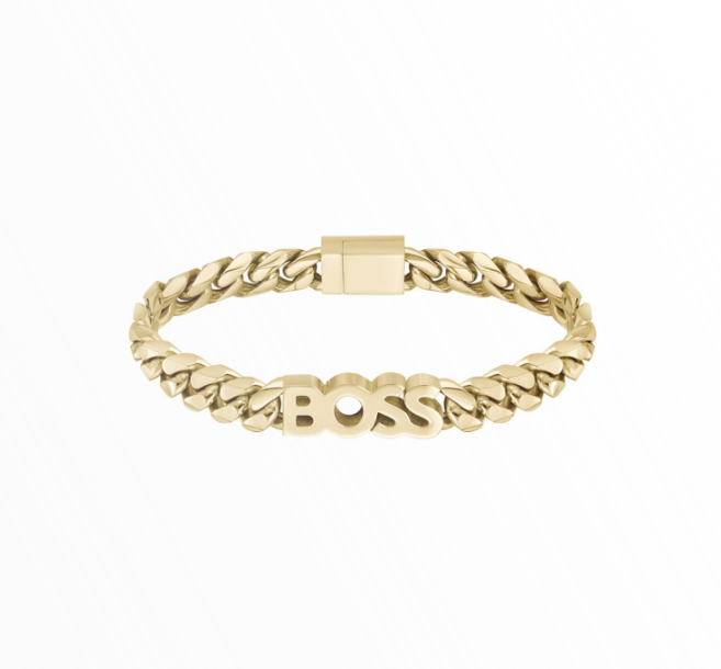 Pulseira Hugo Boss Homem Aço Dourado com Logo