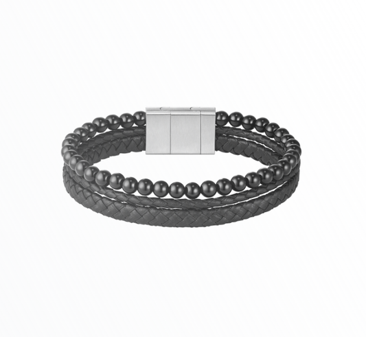 Pulseira Hugo Boss Homem Multicamadas Preta