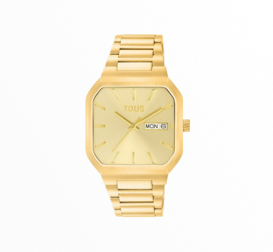 Relógio Tous Mulher Dourado Quadrado com Data