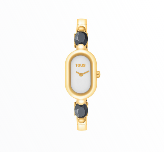 Relógio Tous Mulher Dourado Oval com Pedras Azuis