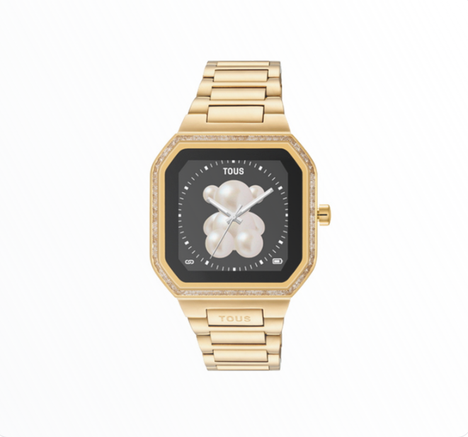 Smartwatch Tous Dourado Mostrador Preto Ursinho