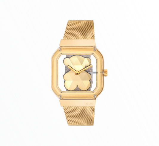 Relógio Tous Dourado com Flor Transparente