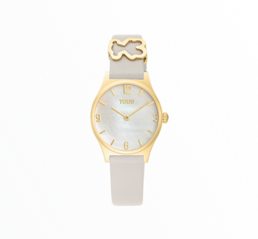 Relógio Tous Dourado com Bracelete de Couro Bege