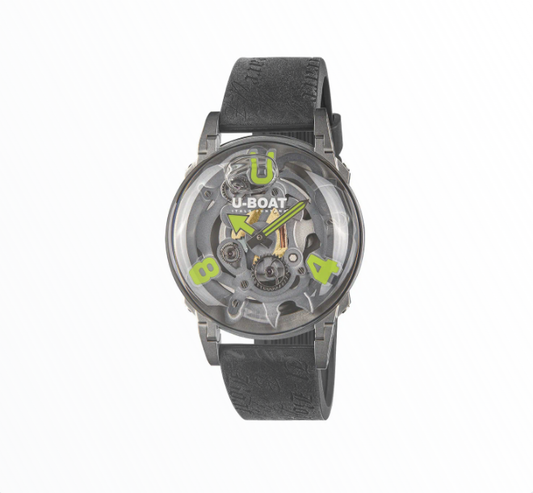 Relógio U-Boat Capsoil Chrono DLC Esqueleto com Detalhes Amarelo Neon