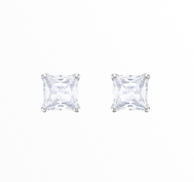 Brincos Swarovski Attract Quadrados Prateados com Cristais
