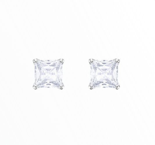 Brincos Swarovski Attract Quadrados Prateados com Cristais