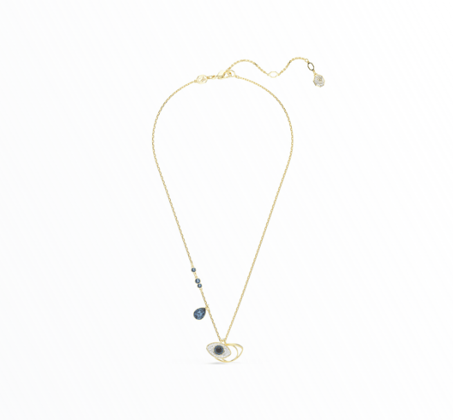Colar Swarovski Symbolic Evil Eye Dourado com Olho Grego e Cristais