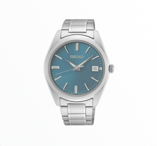 Relógio Seiko Clássico Azul Turquesa com Bracelete de Aço