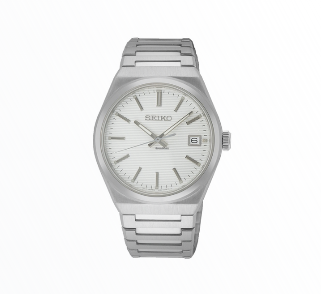 Relógio Seiko Moderno Prateado com Bracelete de Aço Integrado