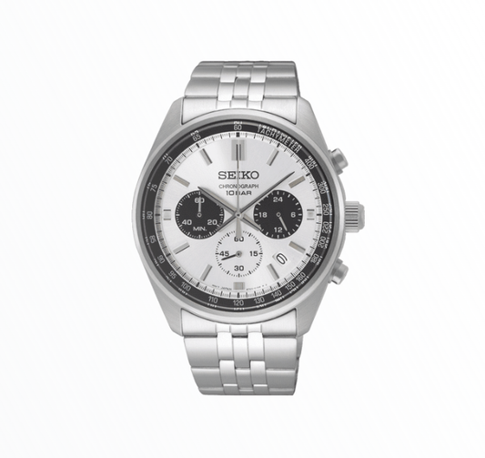 Relógio Seiko Cronógrafo Branco com Subdiais Pretos