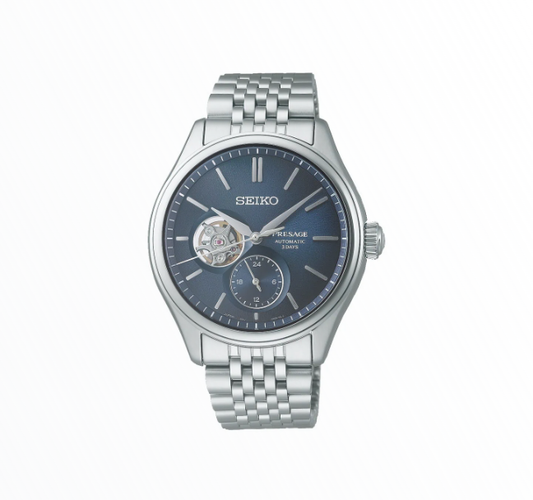 Relógio Seiko Presage Automático Open Heart Azul com Reserva de Energia