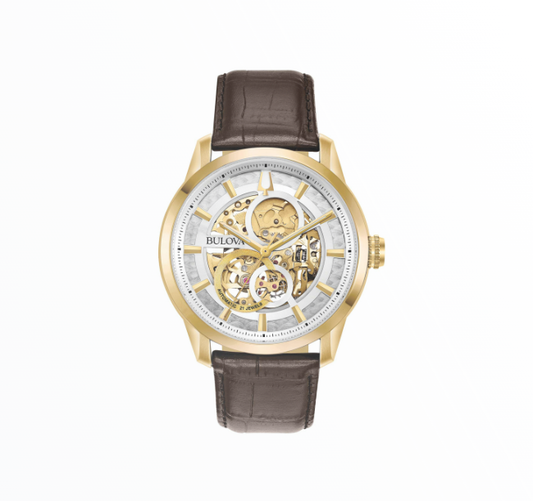 Relógio Bulova Homem Automático Skeleton Dourado