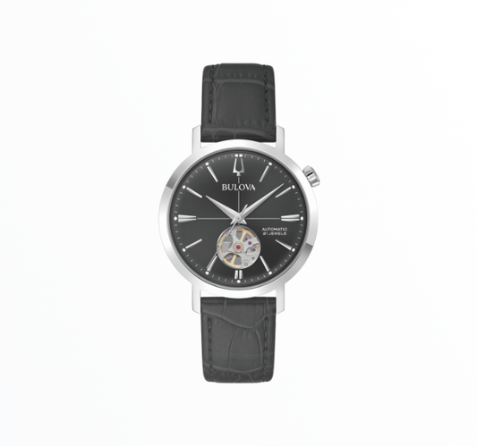 Relógio Bulova Homem Automático Open Heart Preto