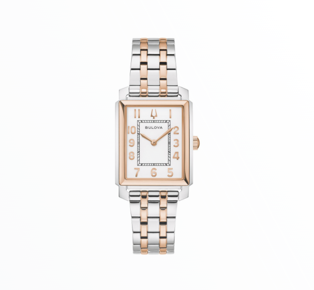 Relógio Bulova Mulher Retangular Bicolor Rose