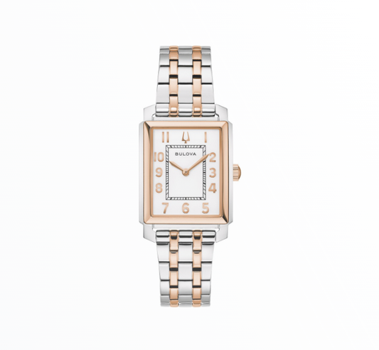 Relógio Bulova Mulher Retangular Bicolor Rose