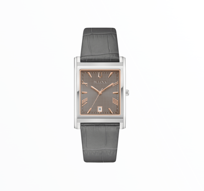 Relógio Bulova Homem Retangular Cinza Rose